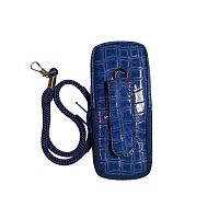 Кожаный чехол для телефона Samsung C100 "Alan-Rokas" серия "Zebra" (синий) натуральная кожа