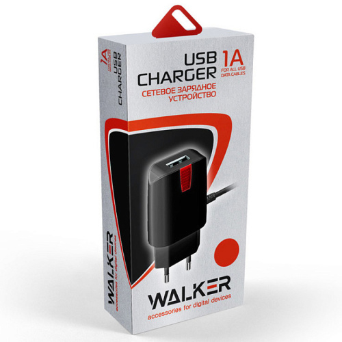 СЗУ micro USB (1A/5W) "WALKER WH-12", черное   фото 2