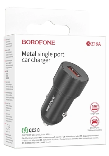 АЗУ с USB выходом 3A "BOROFONE" BZ19A QC3.0 18W (Цвет: черный) фото 3