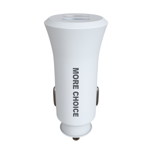 АЗУ с USB 2 выхода 2.4A/12W "More choice" AC23 (White)