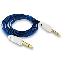 AUX кабель плоский, синий (1 метр)