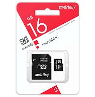Карта памяти MicroSD 16 Gb Smart Buy class 10 (c адаптером SD)