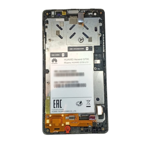Дисплей для Huawei G700 с сенсорным стеклом в рамке (черный) (б/у ОРИГИНАЛ с разборки) 