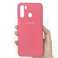 Панель для Samsung A21 (A215) силиконовая Silky soft-touch (Цвет: розовый)