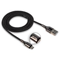 USB micro USB "WALKER" C930 (Цвет: черный) в мат. обмотке, с индикатором, быстрый заряд