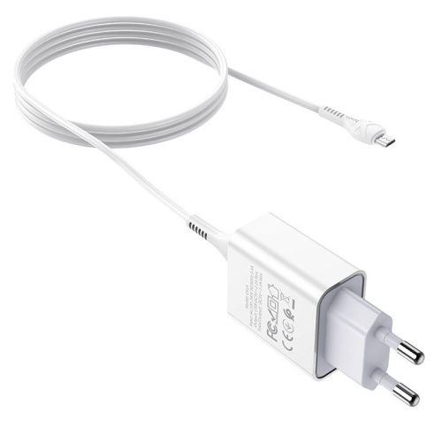 СЗУ micro USB (2.1A) "HOCO" C106A + кабель micro USB  (белый) фото 2