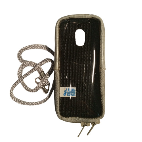 Кожаный чехол для телефона Motorola E398 "Alan-Rokas" серия "Absolut" (серый) натуральная кожа фото 3