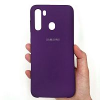 Панель для Samsung A21 (A215) силиконовая Silky soft-touch (Цвет: фиолетовый)