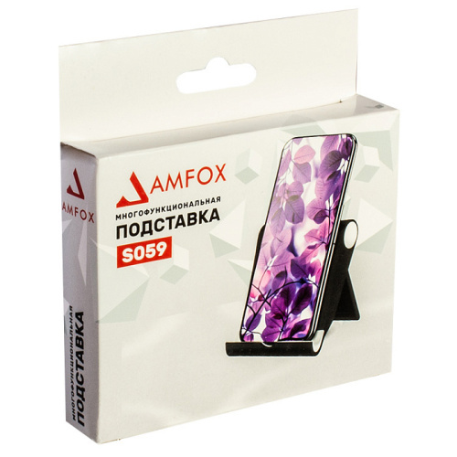 Подставка для телефона/планшета AMFOX S059 с регулировкой угла наклона, черная фото 2