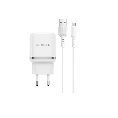 СЗУ micro USB (3A) "BOROFONE" BA36A + кабель micro USB  QC3.0 белое фото 3