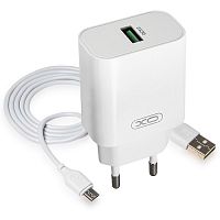 СЗУ micro USB (3A/18W) "XO" L103 QC 3.0 + кабель (Цвет: белый)