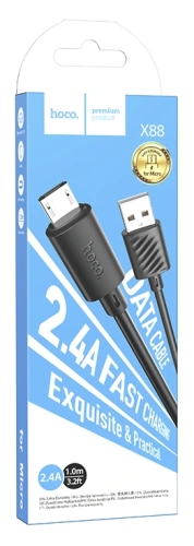 USB micro USB "HOCO" X88 1M 2.4A (черный)  фото 2