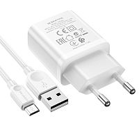 СЗУ micro USB (2,1A) "BOROFONE" BA52A + кабель micro USB  белое