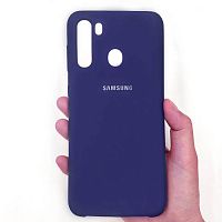 Панель для Samsung A21 (A215) силиконовая Silky soft-touch (Цвет: темно-синий)