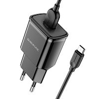 СЗУ micro USB (3A) "BOROFONE" BA59A + кабель micro USB QC3.0 быстрая зарядка (черный)
