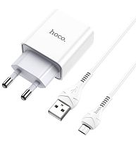 СЗУ micro USB (2.1A) "HOCO" C106A + кабель micro USB  (белый)