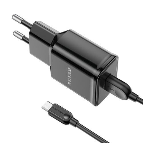 СЗУ micro USB (3A) "BOROFONE" BA59A + кабель micro USB QC3.0 быстрая зарядка (черный) фото 5