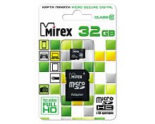 Карта памяти MicroSD 32 Gb MIREX class 10 (c адаптером SD)