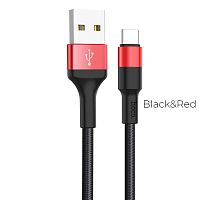 USB to Type C "HOCO" X26 1M (Цвет: черный-красный) 