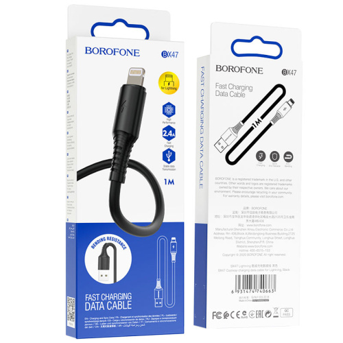 USB для IP Lighting "Borofone" BX47 1M (черный)  фото 3