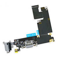 Шлейф для iPhone 6 Plus (5.5") c разъемом зарядки, гар-ры, микр. (Цвет: серый) Orig.cn
