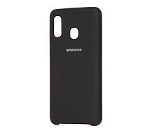 Панель для Samsung A20s (A207) силиконовая Silky soft-touch (Цвет: черный)