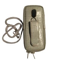 Кожаный чехол для телефона Motorola E398 "Alan-Rokas" серия "Absolut" (серый) натуральная кожа