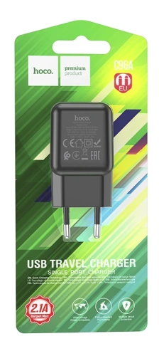СЗУ с USB выходом 2.1A "HOCO" C96A  (черный) фото 2