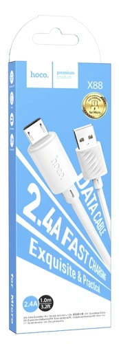 USB micro USB "HOCO" X88 1M 2.4A (белый)  фото 2