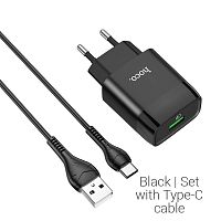 СЗУ для Type-C (3A) "HOCO" C72Q QC3.0 + кабель черное