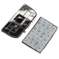 Клавиатура для Nokia E66 с русскими буквами (серебро/белая)
