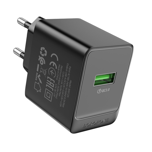 СЗУ с USB выходом 3A/18W "BOROFONE" BAS12A QC3.0 быстрая зарядка черный  фото 3